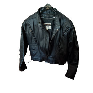 Leather Wear Black Biker Jacket Vintage Women's sz XL